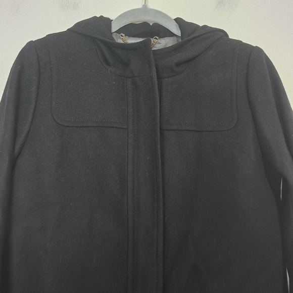 J. Crew Wool Cashmere by Nello Gori Long Coat in Black Neutral Lux Winter hood - Picture 6 of 14